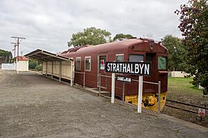 Red Hen railcar train at Strathalbyn Railway Station, South Australia - May 2021