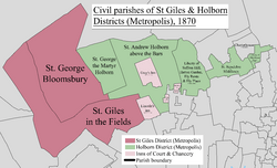 St Giles & Holborn Civil Parish Map 1870