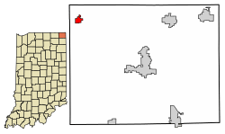 Location of Orland in Steuben County, Indiana.