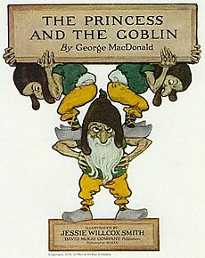 Title page to The Princess and the Goblin by George MacDonald, illustrated by Jennie Wilcox Smith, 1920