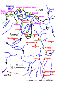 Trek routes to Everest, 1951