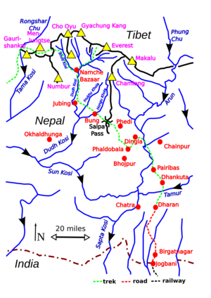 Trek routes to Everest, 1951