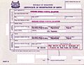 Undated Singapore Birth Certificate of Non-Citizen