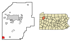 Location of Barkeyville in Venango County, Pennsylvania.