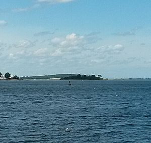 View of Raccoon Island from across the Weymouth Fore River, in North Weymouth, Ma- (Peddock's Island in background) 2014-06-18 13-53