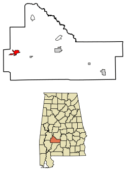 Location of Pine Hill in Wilcox County, Alabama.