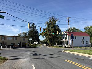 2016-10-14 14 26 44 View west along Maryland Route 28 (Darnestown Road) at Maryland State Route 109 (Beallsville Road) in Beallsville, Montgomery County, Maryland