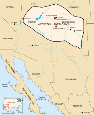 A color map of Ancestral Puebloan boundaries
