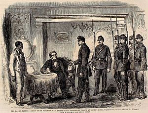 Arrest of Mr. Faulkner, late United States' minister to France at Brown's Hotel, Washington, on the charge of treason - ILN 1861 (14593942527) (cropped)
