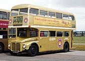 One of London's special Golden Jubilee Routemaster buses, adorned in special gold livery to mark the Queen's Golden Jubilee