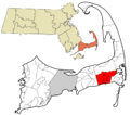 Barnstable County Massachusetts incorporated and unincorporated areas Harwich highlighted