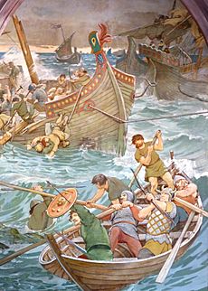 Battle of Largs (Viking ships detail), 1263