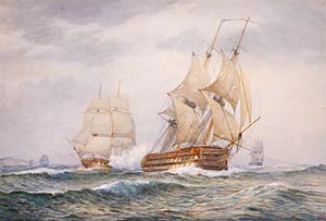 Battle of the Malta Convoy, HMS Success attacks Généreux on 18 February 1800.jpg