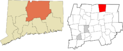 Somers' location within the Capitol Planning Region and the state of Connecticut