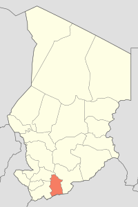 Map of Chad showing Mandoul
