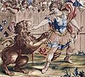 Constantine Slaying the Lion (tapestry) - 1637, detail
