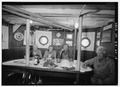 Crew's mess, deck house, forward. From left to right, volunteers Larry Boucher and Maggie Lindley, deckhand Bruce Vanvick, and volunteer Harry Morgan. - Steam Tug HERCULES, HAER CAL,38-SANFRA,201-19