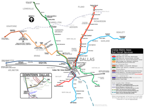 Dallas Metro Area Rail Transit Services Map