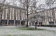 Eastside and Southside Halls, Prince's Gardens in snow