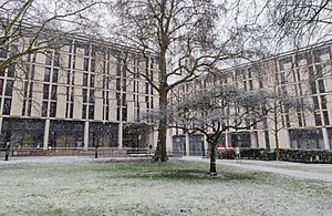 Eastside and Southside Halls, Prince's Gardens in snow