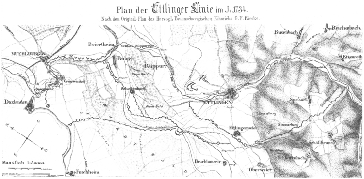 Ettlinger Linie Stich 1857 nach Riecke 1734