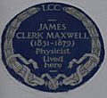 James Clerk Maxwell 16 Palace Gardens Terrace blue plaque