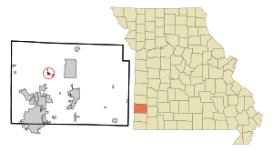 Location within Jasper County and Missouri