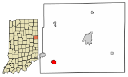 Location of Redkey in Jay County, Indiana.