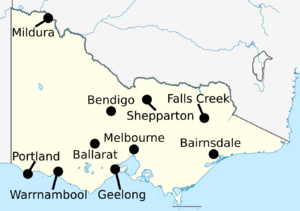 Labelled map of Victoria for Climate of Australia article