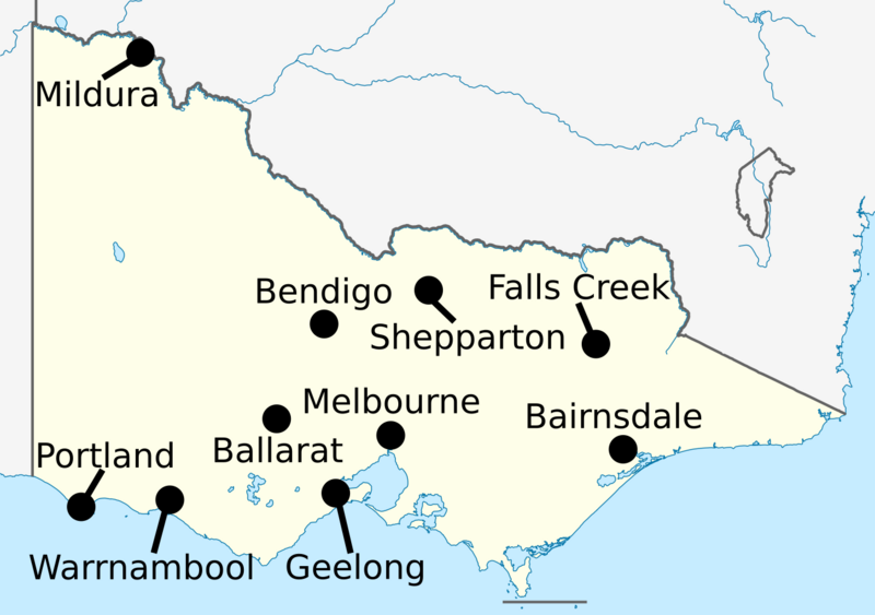 Image: Labelled map of Victoria for Climate of Australia article