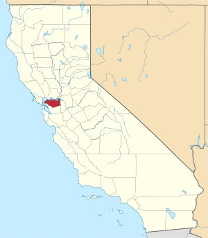 Map of California highlighting Contra Costa County