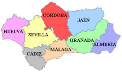 Mapa de las provincias de Andalucía