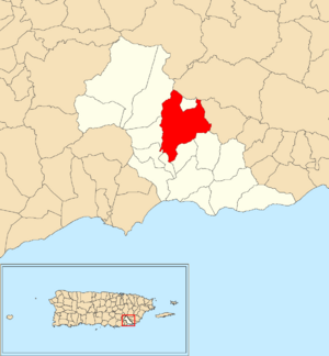 Location of Marín within the municipality of Patillas shown in red