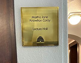 Martha Jane Knowlton Coray lecture hall plaque
