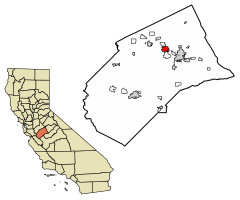 Location of Atwater in Merced County, California