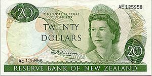 NZ 1967 twenty dollar obverse