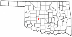 Location of Binger, Oklahoma