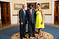 President Barack Obama and First Lady Michelle Obama greet His Excellency Salva Kiir Mayardit, President of the Republic of South Sudan