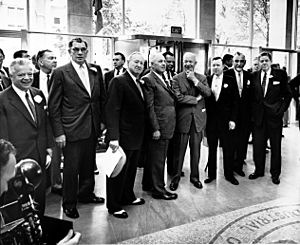 President Eisenhower and labor leaders AFL-CIO building dedication 1956