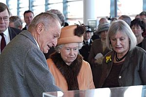 Queen Elizabeth II with Richard Rogers and Sue Essex