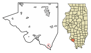 Location of Rockwood in Randolph County, Illinois.