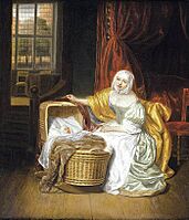 Samuel van Hoogstraten - Mother with a Child in a Wicker Cradle - WGA11723