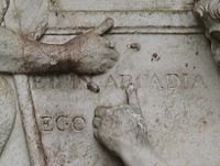 Shugborough fingers pointing to letters (close-up)