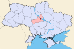 Map of Ukraine with Cherkasy highlighted.