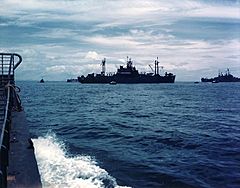 USS Teton (AGC-14) in Subic Bay in July 1945