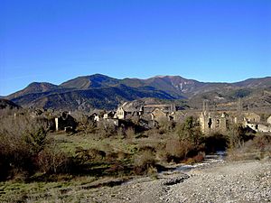 View of Jánovas, one of the abandoned villages in the Solana Valley.