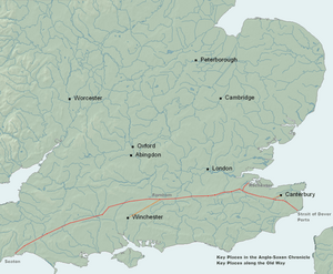 Anglo-Saxon Chronicle - Locations with Old Way