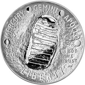 Apollo 11 five ounce obverse