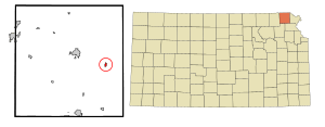Location within Brown County and Kansas