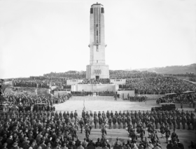Dedication of National War Memorial Carillon, Wellington edit.png